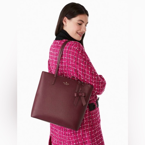 Kate Spade Brynn Large Tote Burgundy Saffiano - Picture 2 of 6